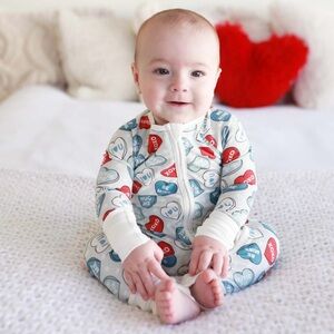 Caden Lane Light Blue One Piece Footie Valentine’s Day pajamas